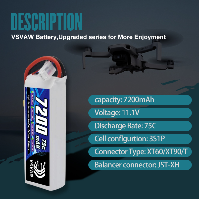VSVAW 3S Lipo Battery 11.1V 72 - Drone Battery Adapter ulasan dan harga