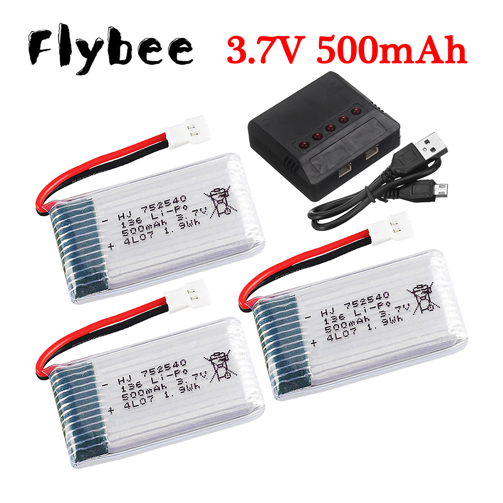 3.7V 500mAh 752540 Lipo Batter - Drone Battery Charger ulasan dan harga