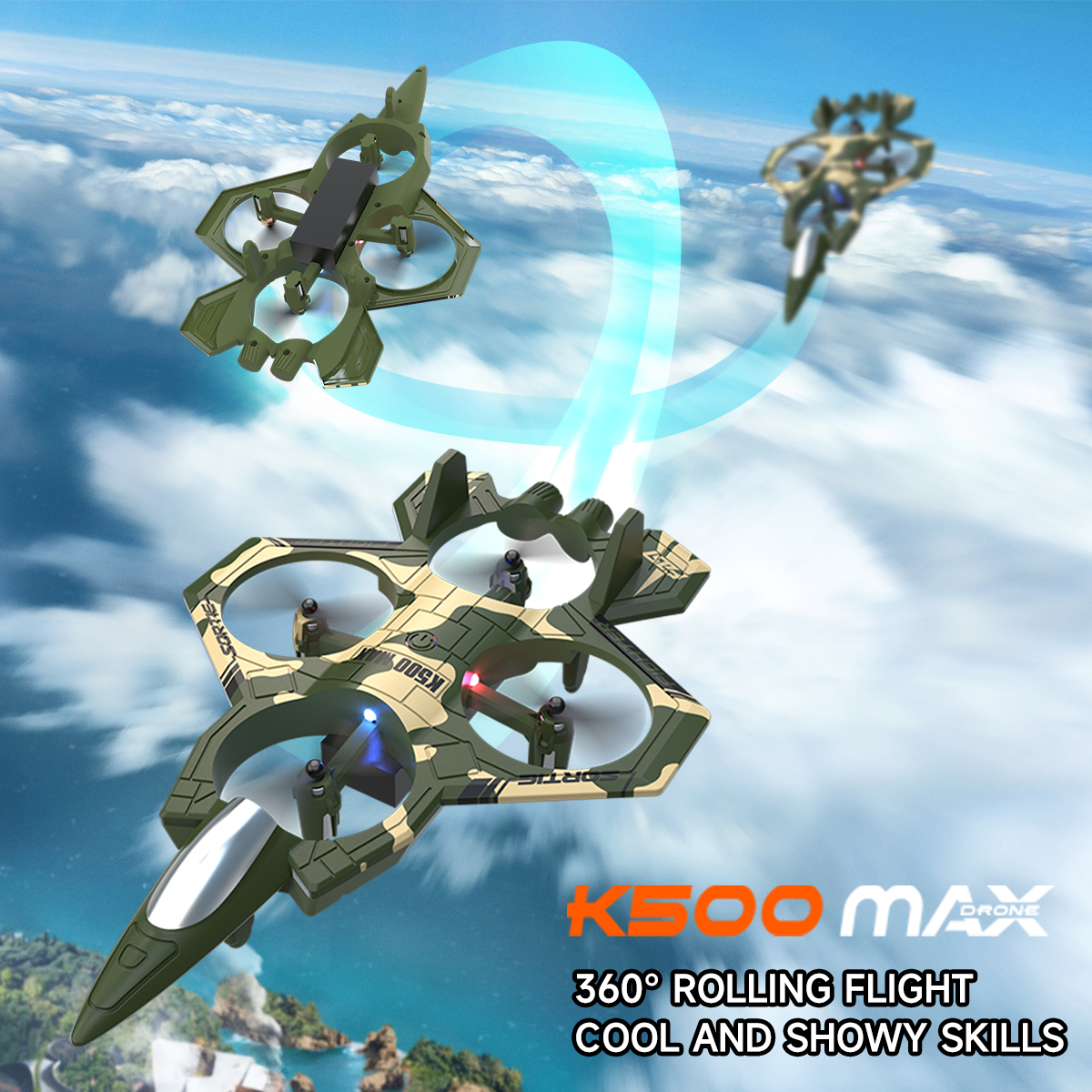 AXNEN K500 MAX RC Plane Fighte - Drone Beacon Light ulasan dan harga