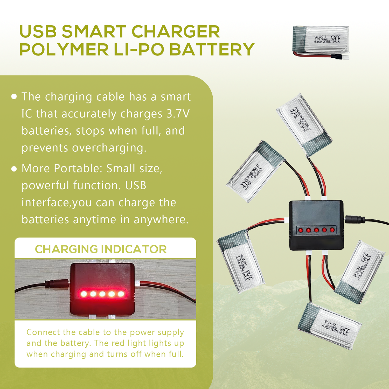 5Pcs 3.7V 500mAh LiPo Batterie - Drone Battery Adapter ulasan dan harga